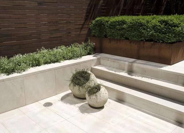 Cream limestone pavers